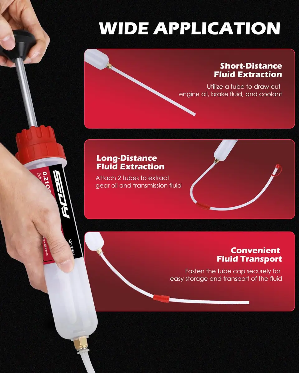 SEDY Fluid Extractor - 200cc Oil & Fluid Pump | Multi-Purpose Automotive Syringe - view 4