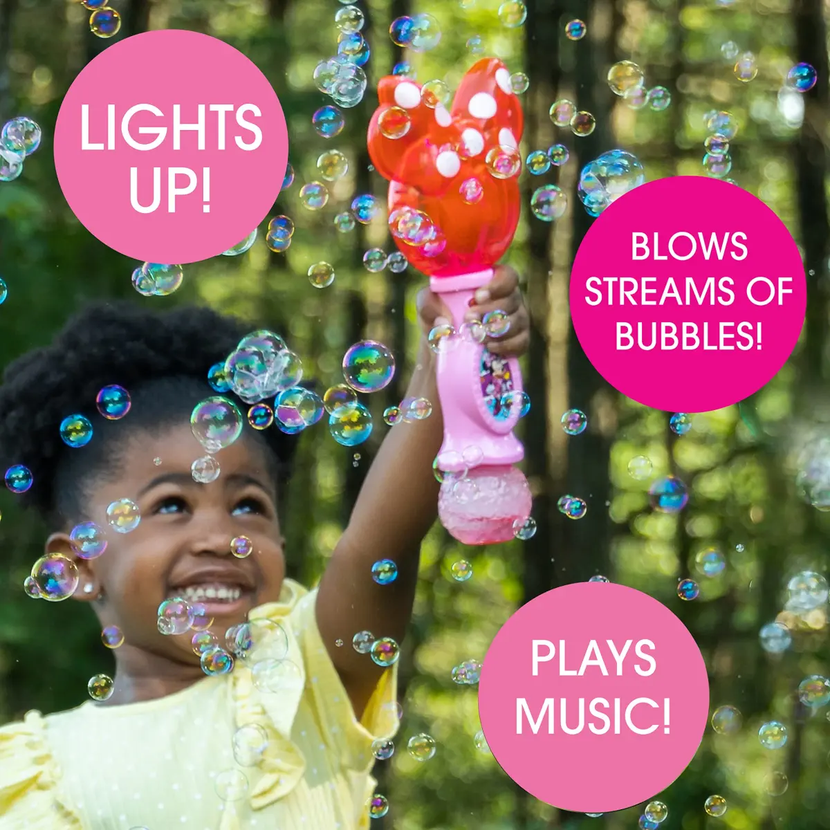 Little Kids Disney Minnie Mouse Musical Bubble Wand with Lights & Sound | 4oz Bubble Solution Included - view 2