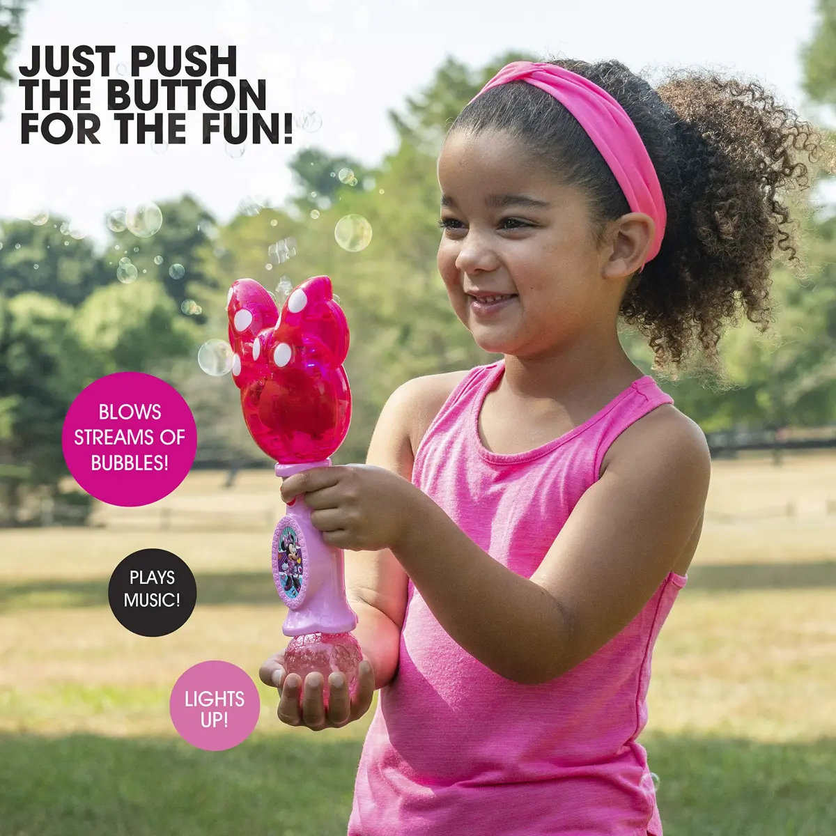 Little Kids Disney Minnie Mouse Musical Bubble Wand with Lights & Sound | 4oz Bubble Solution Included - view 3
