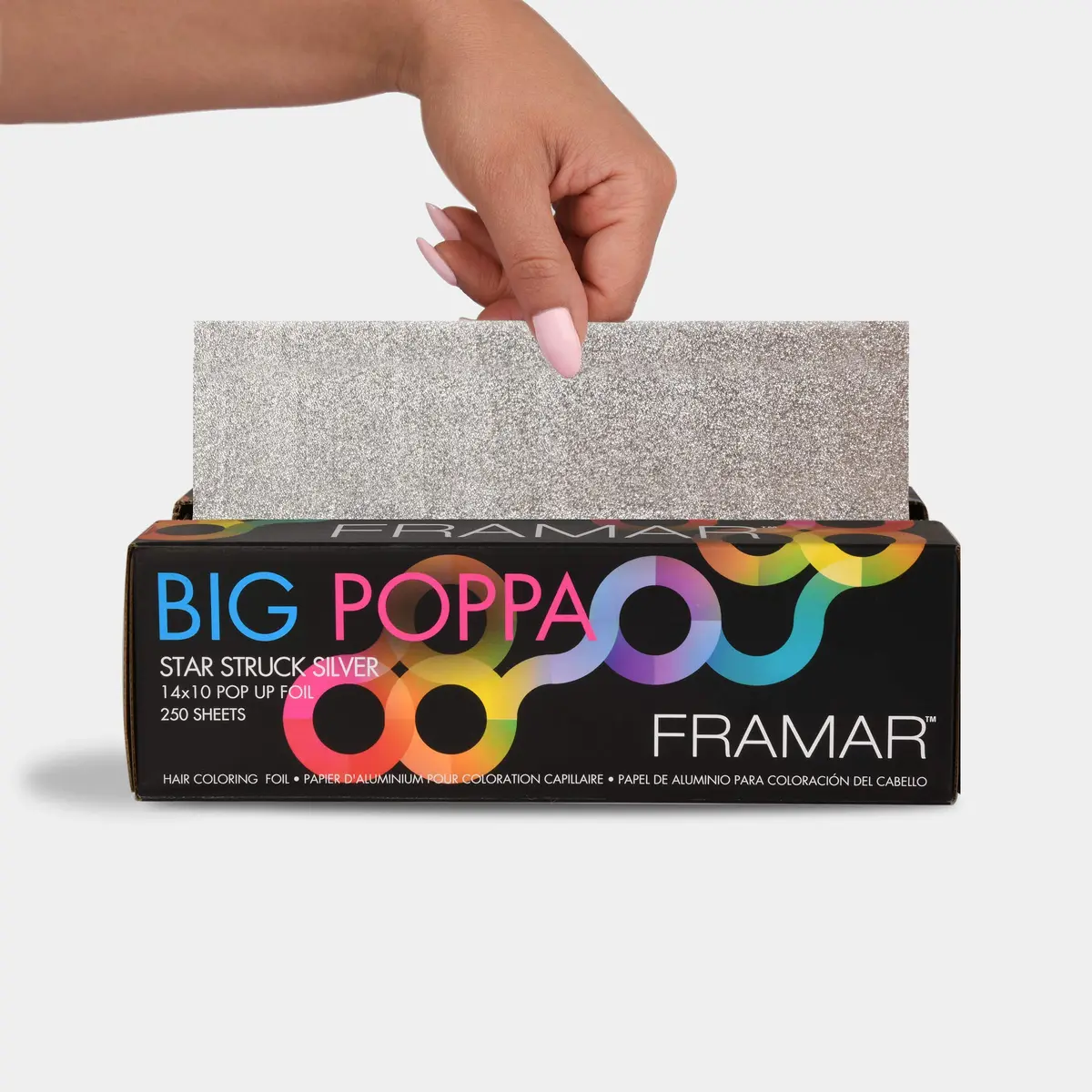 Framar Big Poppa Silver Pop Up Hair Foil 250 Sheets | Professional Embossed Grip for Highlights - view 3