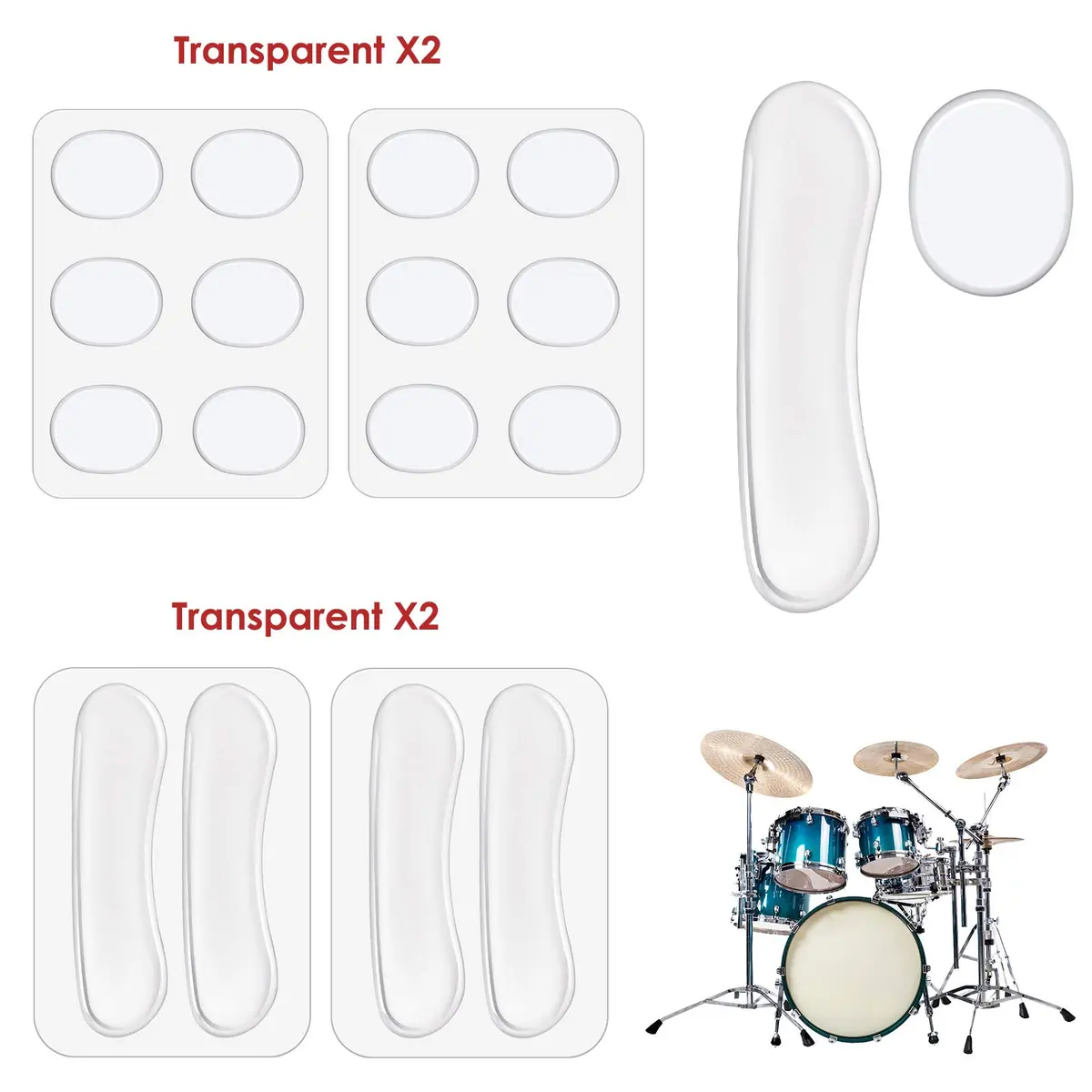 MIKIMIQI Drum Dampeners Gel Pads 16 Pcs Clear Silicone | Tone Control & Noise Reduction - view 5