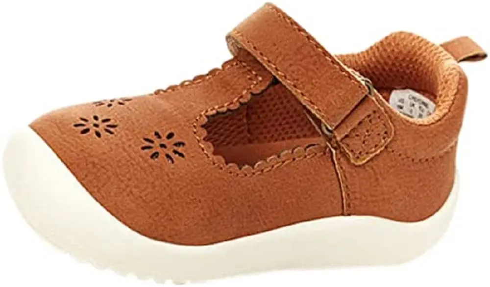 Stride Rite Baby Girl's Cheyenne Infant/Toddler Tan Shoes 4 | Comfortable, Washable & Adaptable Fit - main product image