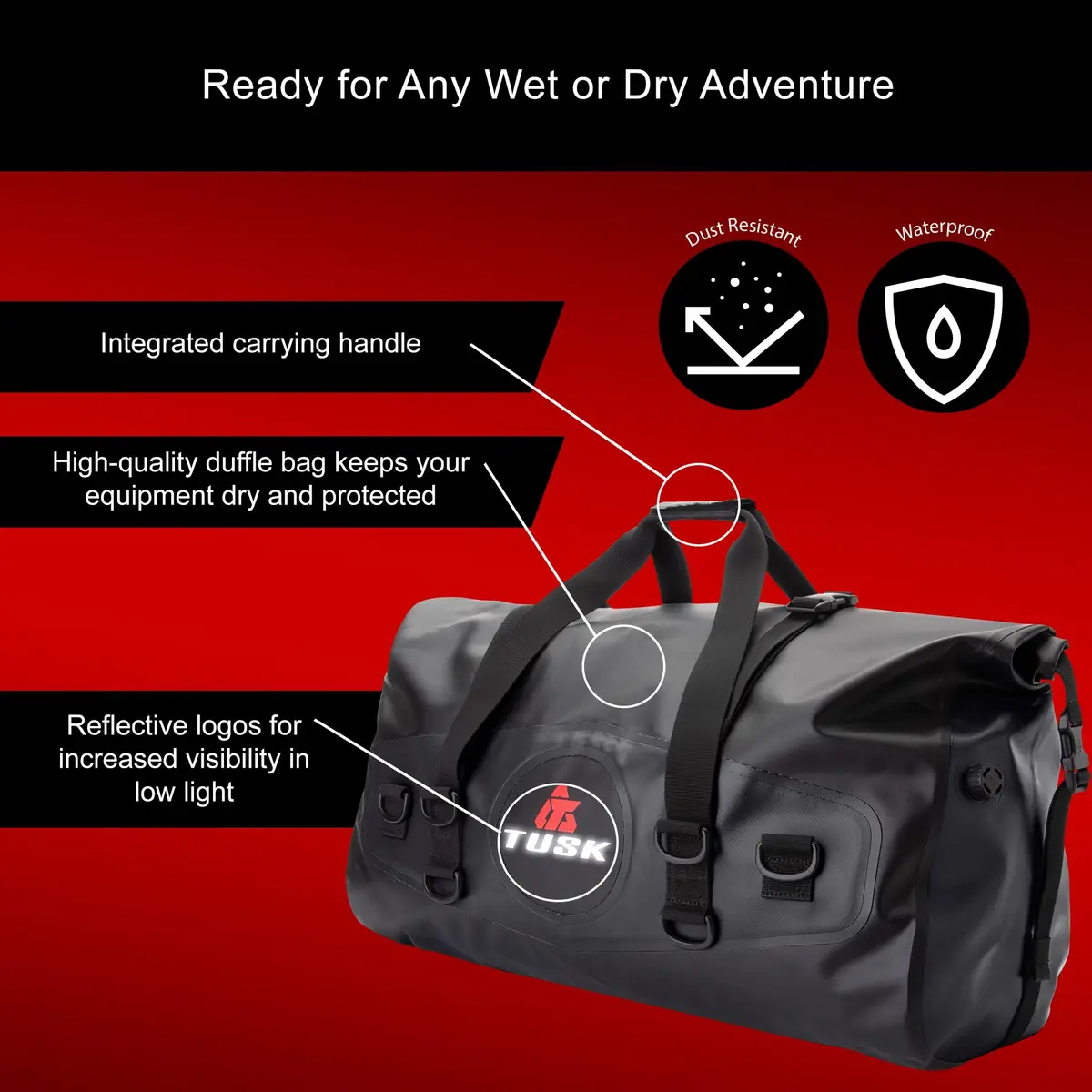 Tusk Dry Duffel Bag - Large, 44 Liters | Waterproof, Heavy-Duty PVC, Travel & Powersports - view 2