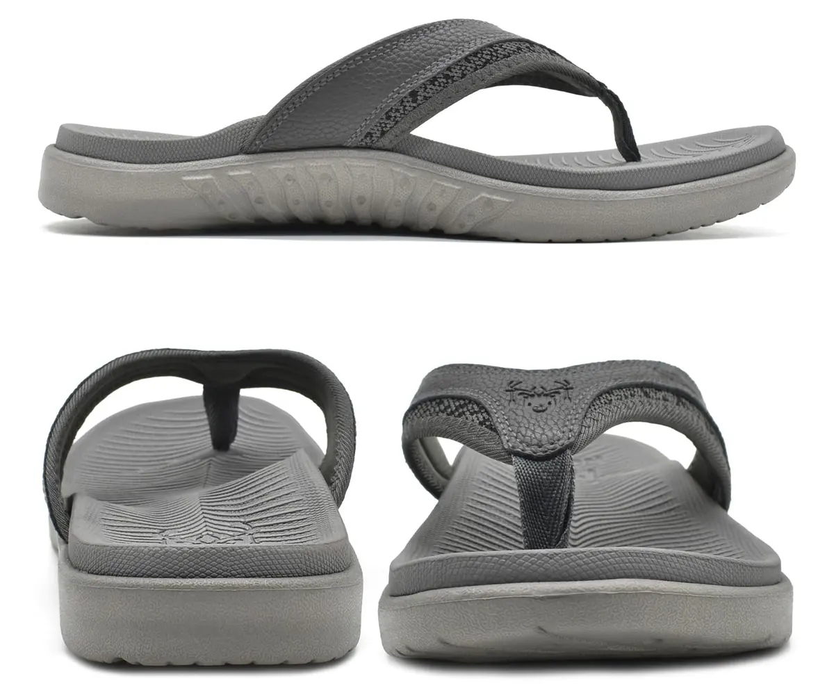 KuaiLu Men's Leather Flip Flops Orthotic Thong Sandals With Arch Support - Size 7-7.5 (US Men's) - view 8