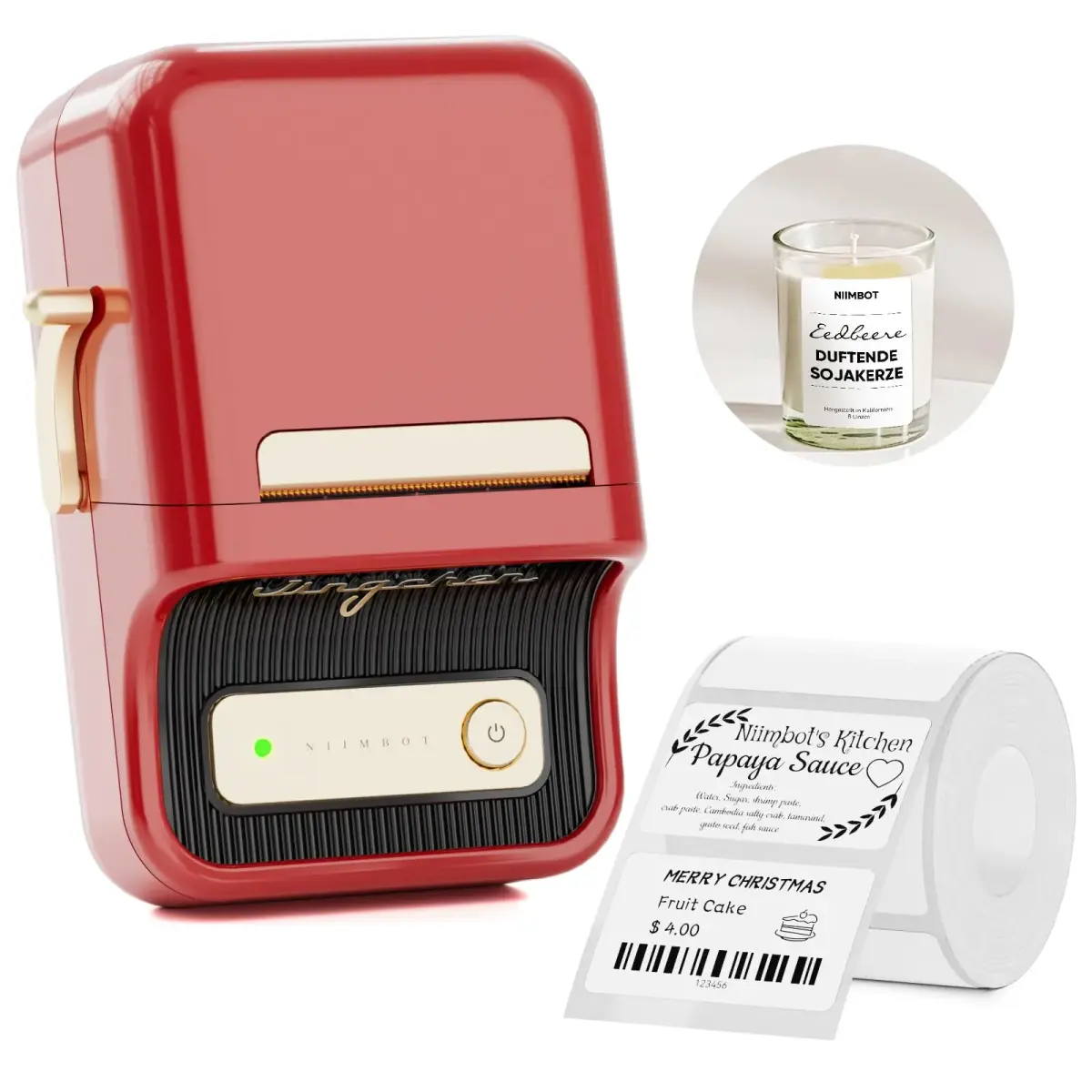 NIIMBOT B21 Red Label Maker Printer - Portable Bluetooth Thermal for iOS Android - main product image
