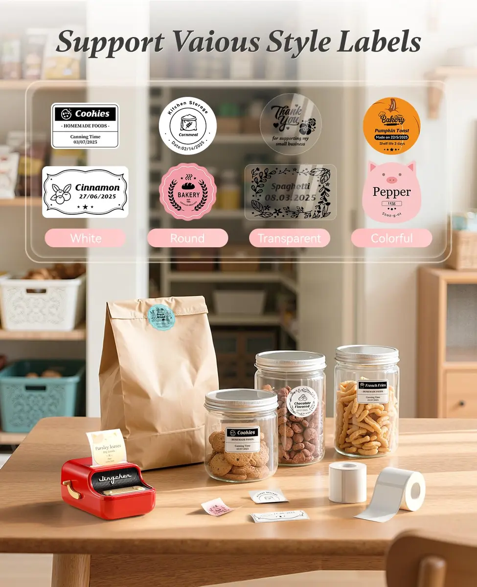 NIIMBOT B21 Label Printer Red | Bluetooth Thermal Label Maker with 230pcs 50x30mm Labels - view 5