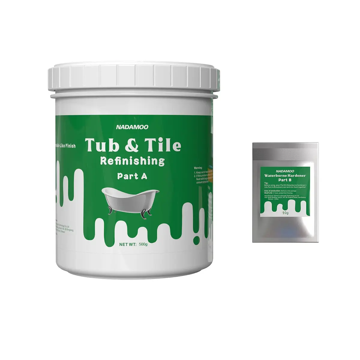 NADAMOO White Tub and Tile Refinishing Kit 500g (17.5 Fl Oz) | Semi-Matte Finish for Ceramic, Porcelain, Fiberglass - main product image