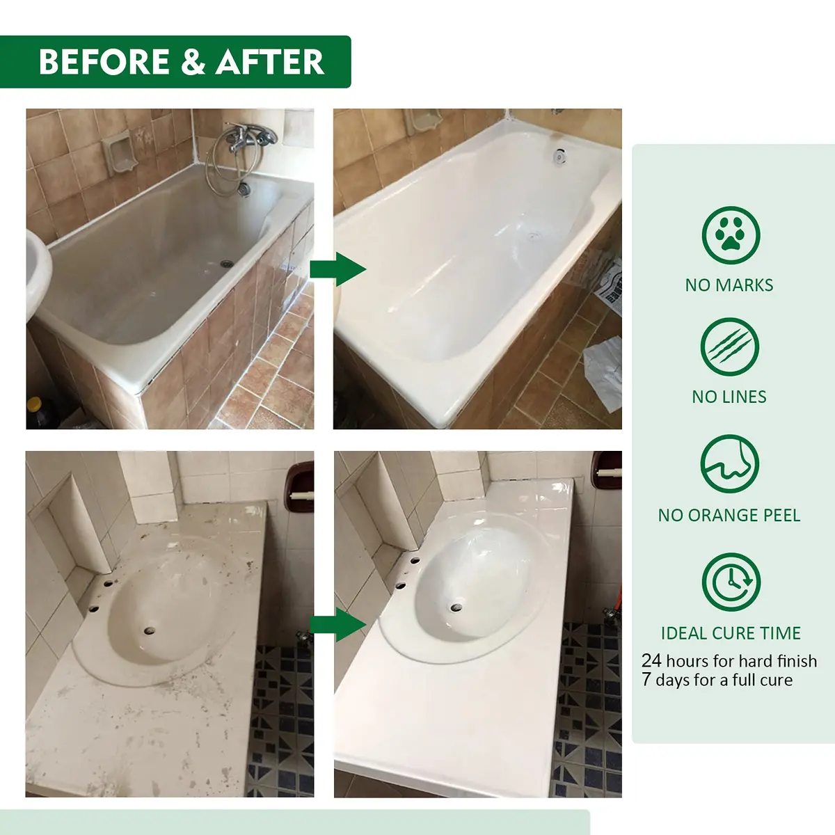NADAMOO White Tub and Tile Refinishing Kit 500g (17.5 Fl Oz) | Semi-Matte Finish for Ceramic, Porcelain, Fiberglass - view 4