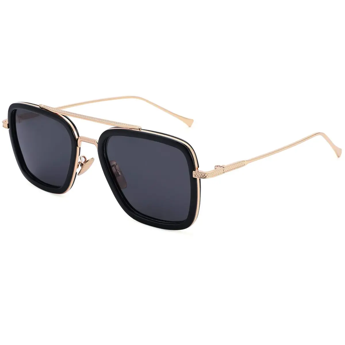 NULOOQ Tony Stark B5* Gold/Gray Polarized Aviator Sunglasses for Men & Women - main product image