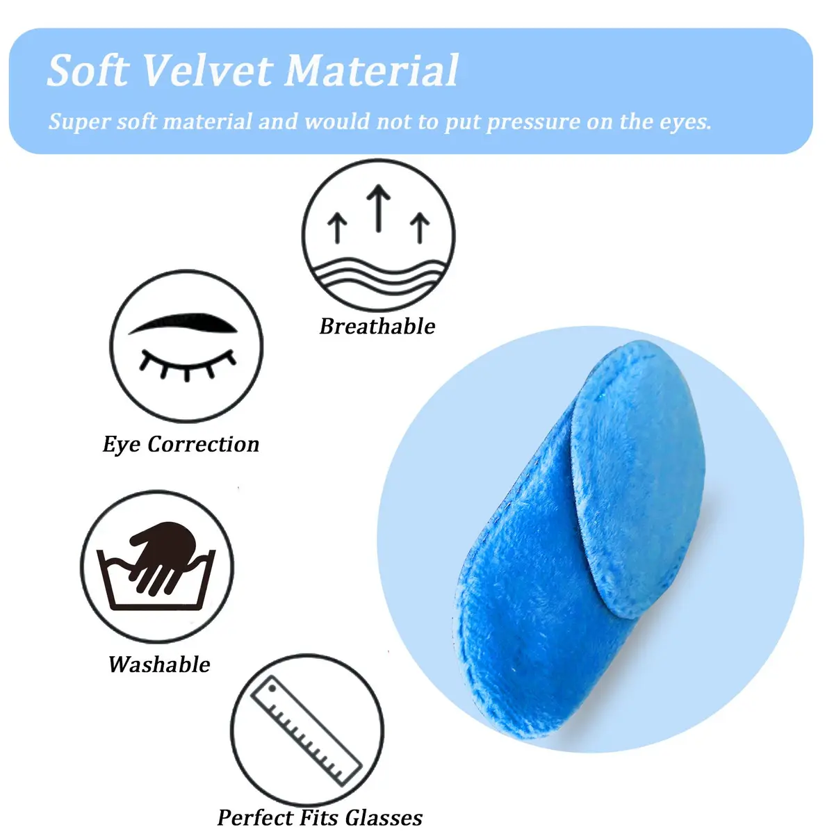 THSIREE Blue 4 Pack Eye Patches for Kids | Soft Velvet Material for Lazy Eye Treatment - view 3