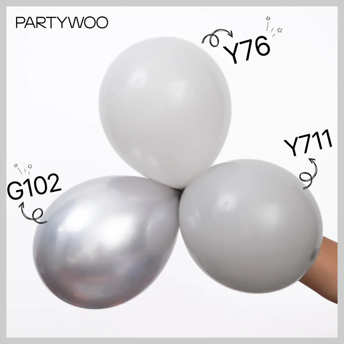 PartyWoo 50pcs 5 Inch Silver Metallic Balloons | ASTM Certified Latex Party Balloons for Birthday, Wedding - view 6