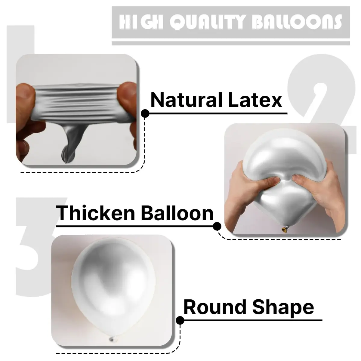 PartyWoo 50pcs 5 Inch Silver Metallic Balloons | ASTM Certified Latex Party Balloons for Birthday, Wedding - view 7