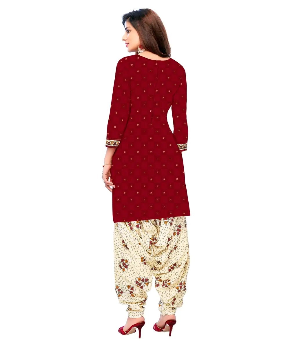 Miraan Women's Cotton Printed Readymade Salwar Suit XXX-Large Maroon 36cm (L) x 30cm (W) x 2cm (H) - view 2