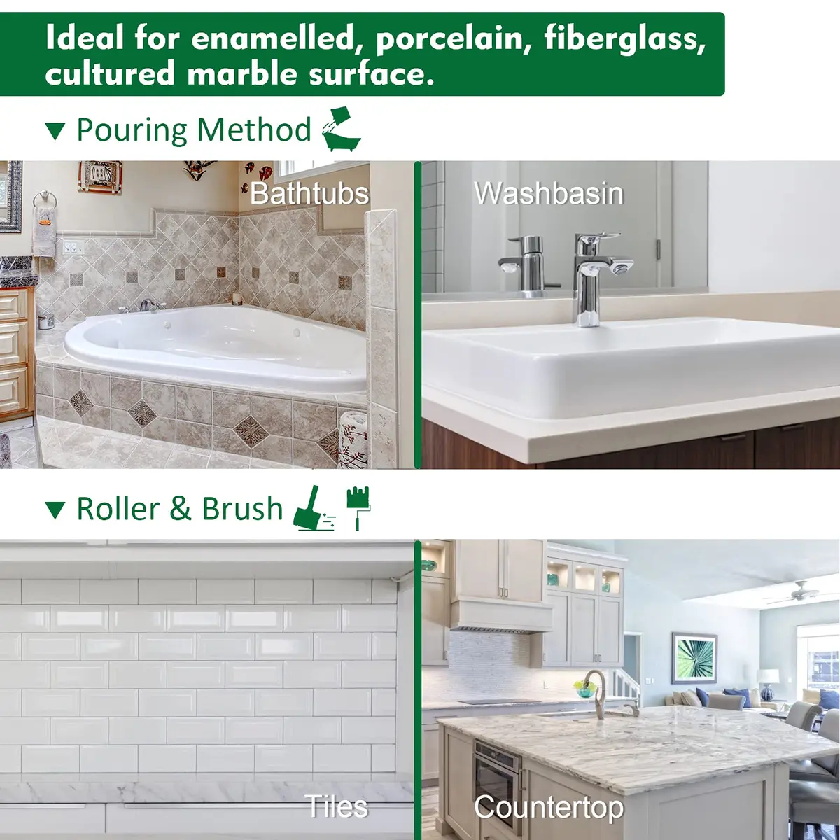 NADAMOO Tub and Tile Refinishing Kit White 3kg (105 Fl Oz) | DIY Bathroom Kitchen Porcelain Fiberglass Resurface Paint - view 8