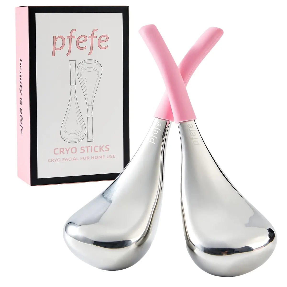 pfefe Ice Globes for Face Eyes, Cryo Sticks Facial Skin Care Tools with Storage Case | Stainless Steel - main product image