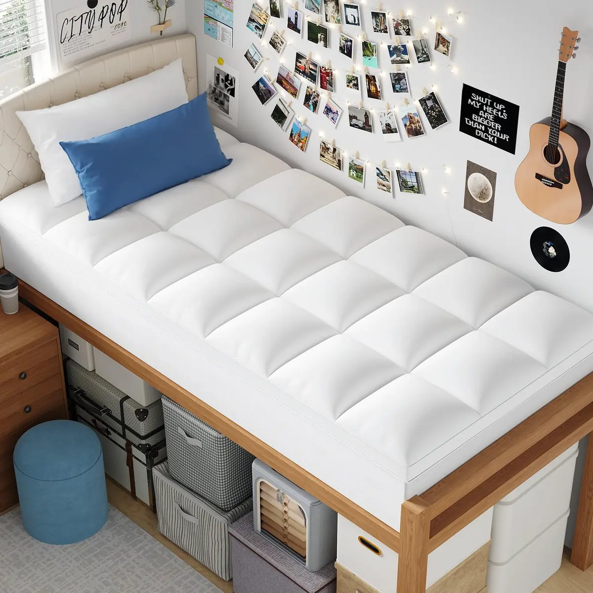 ELEMUSE Twin XL Mattress Topper for College Dorm, Thick Pillow Top Bed Pad | Comfort Upgrade for Dorm Beds - main product image