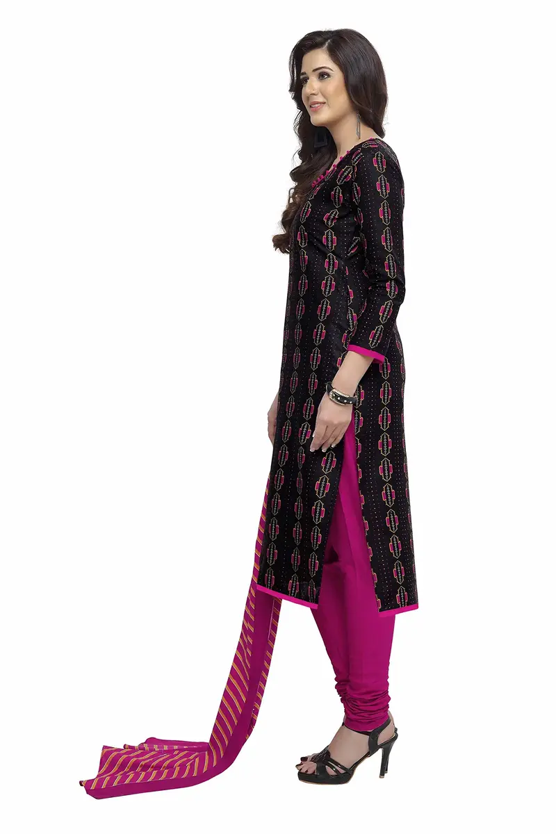 Miraan Women's Cotton Printed Readymade Salwar Suit Set, Small (Black, 36cm L x 30cm W x 2cm H) - view 3