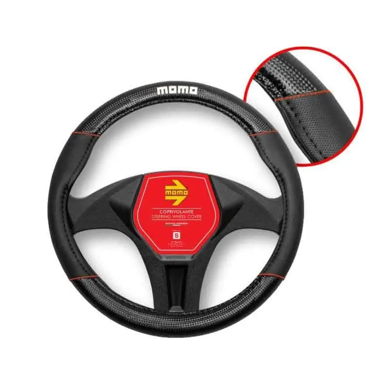 MOMO Carbon Universal Steering Wheel Cover Black and RED | Sun, Water & Sweat Resistant, 37.5cm - view 2