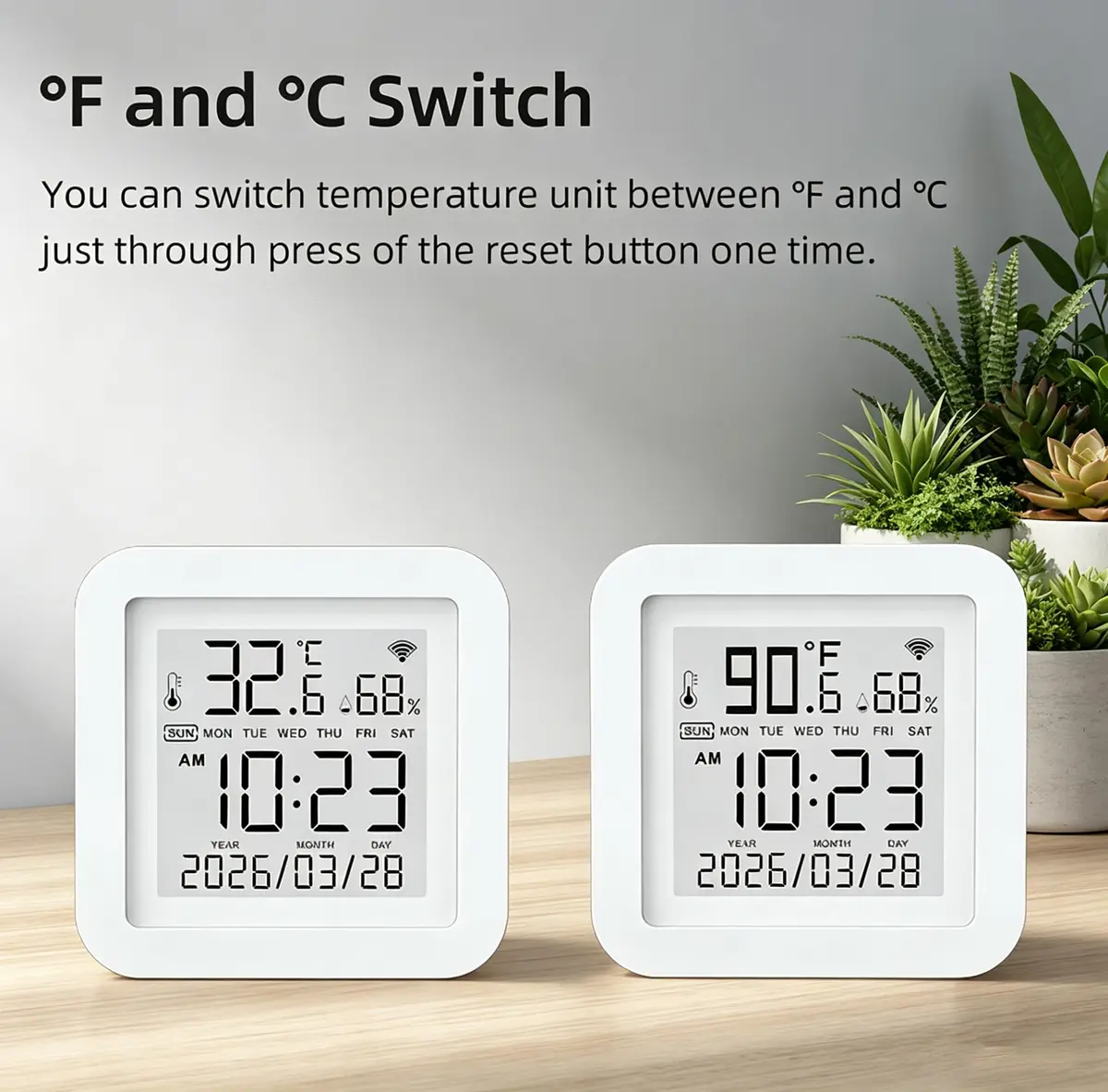 Gaoducash Smart WiFi Temperature Humidity Monitor with App Alerts & Alexa Voice Control, 6.5cm (2.6in) White | Real-Time Indoor Climate Tracking - view 6