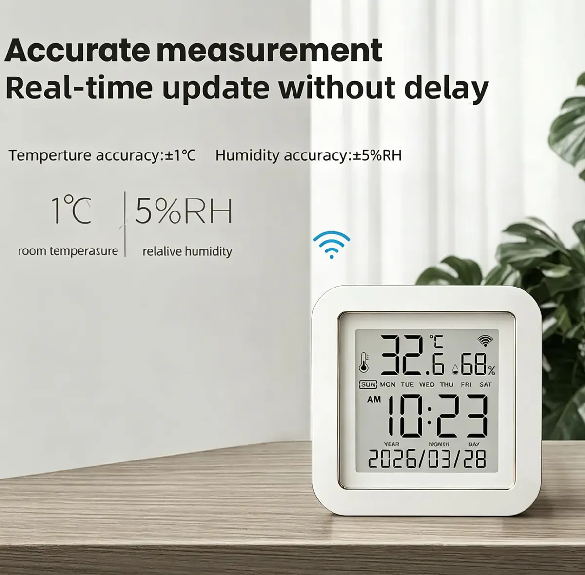 Gaoducash Smart WiFi Temperature Humidity Monitor with App Alerts & Alexa Voice Control, 6.5cm (2.6in) White | Real-Time Indoor Climate Tracking - view 7
