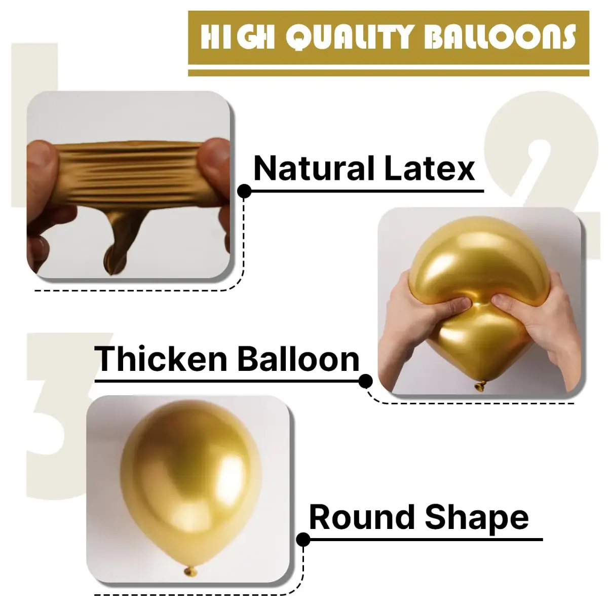 PartyWoo Metallic Gold Balloons 50pcs Chrome Gold Color 5 Inch | Birthday Party Decorations - view 6