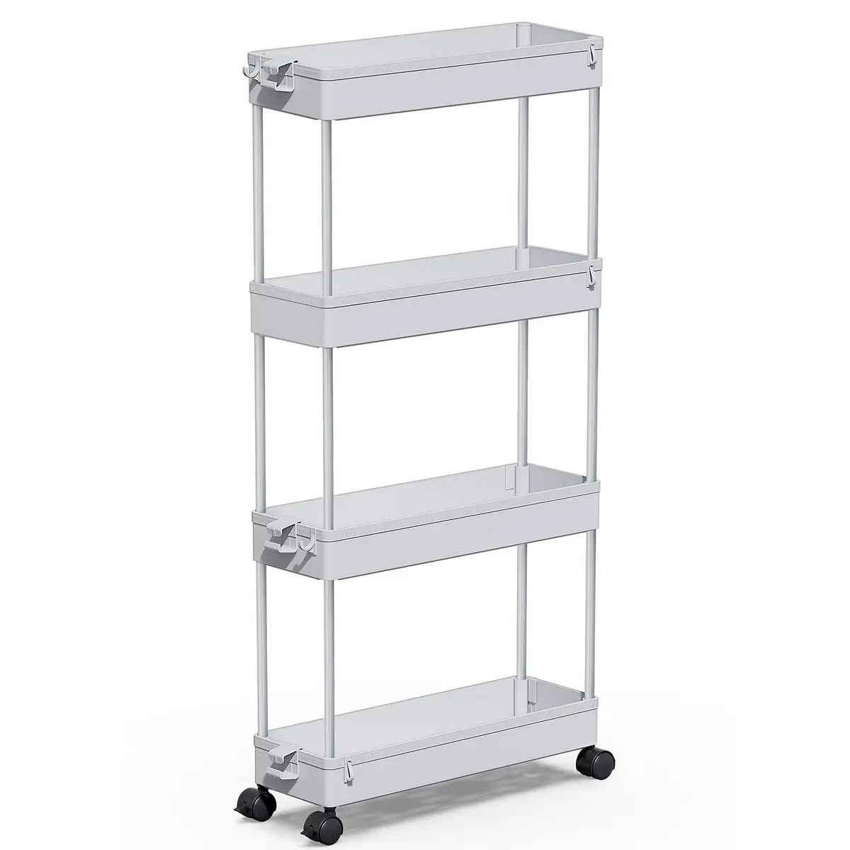 SPACEKEEPER Slim Rolling Storage Cart, 4 Tier Bathroom Organizer, Gray | Narrow Space Solution - view 8