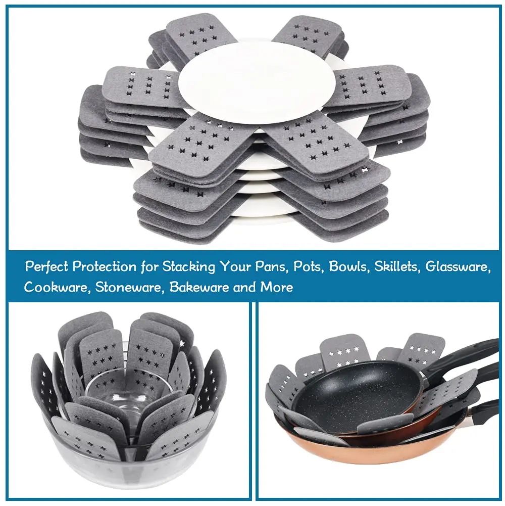 BYKITCHEN Pan Pot Protectors for Stacking, 12pcs & 3 Sizes | Protects Cookware from Scratches & Damage - view 6