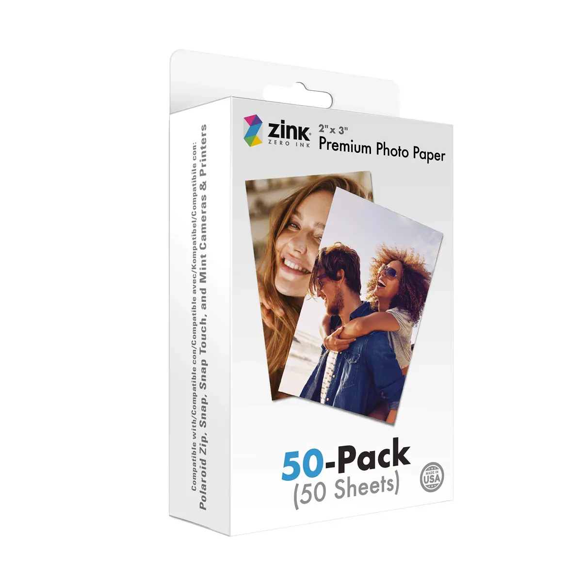 Zink Premium Instant Photo Paper 2"x3" (50 Pack) | Compatible with Polaroid Snap, Snap Touch, Zip, Mint Cameras & Printers - main product image