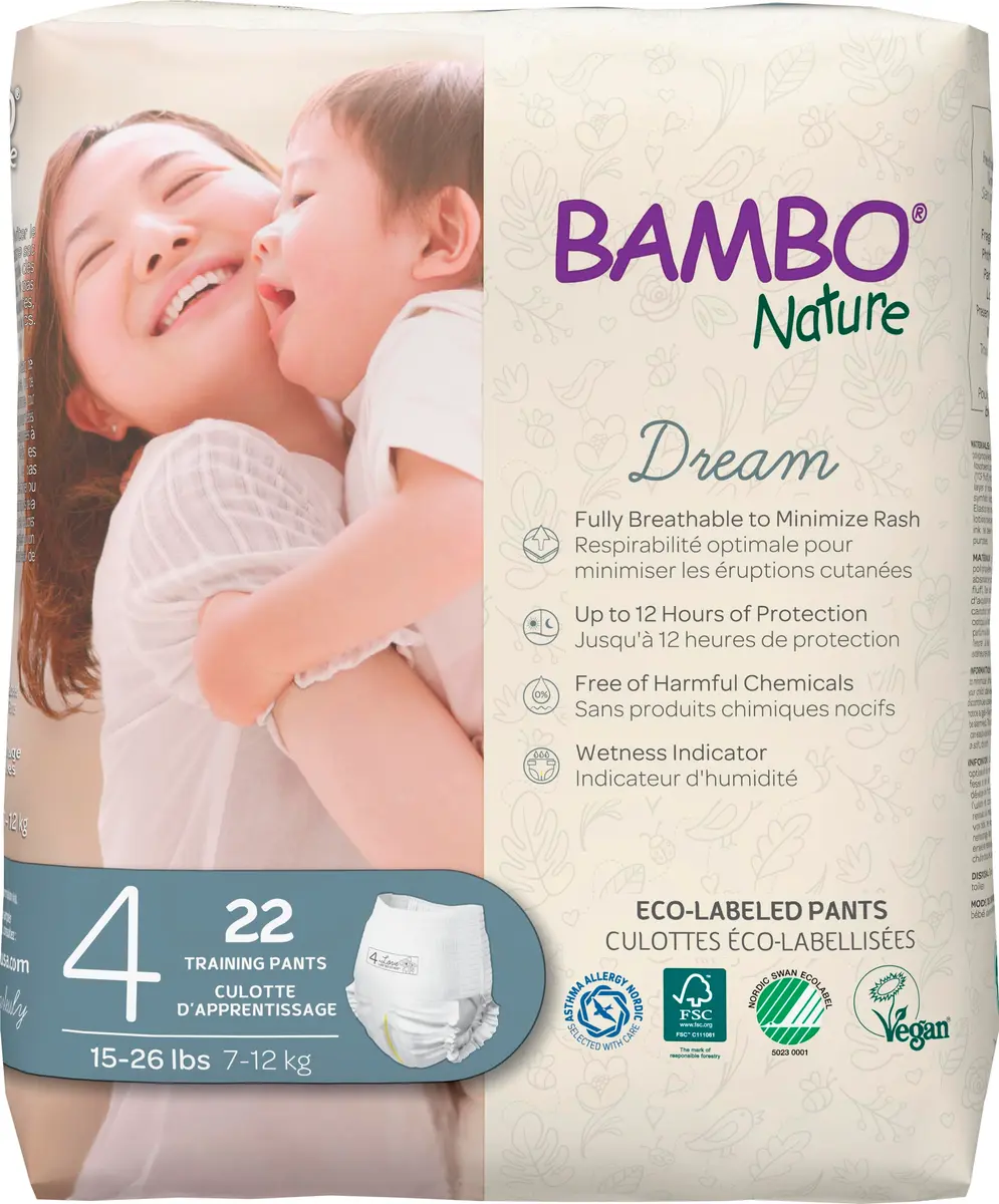 Bambo Nature Hypoallergenic Training Pants Size 4 | Chlorine-Free, Skin Friendly, 22 Count - main product image