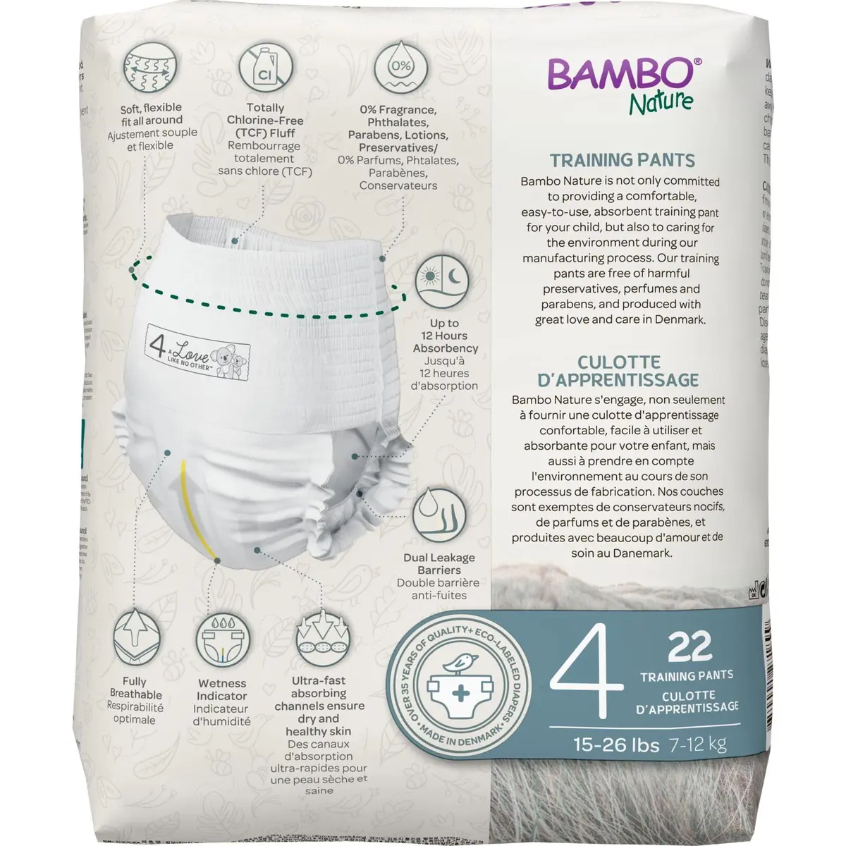 Bambo Nature Hypoallergenic Training Pants Size 4 | Chlorine-Free, Skin Friendly, 22 Count - view 6