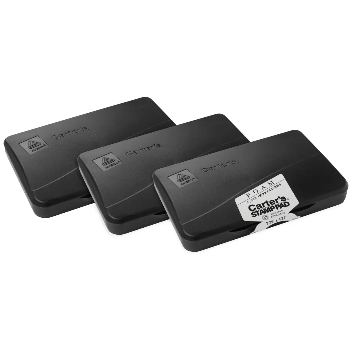 Avery Foam Stamp Pads, 2.75" x 4.27", 3 Black Ink Pads | Bold Black Ink for Crafts & Office - main product image