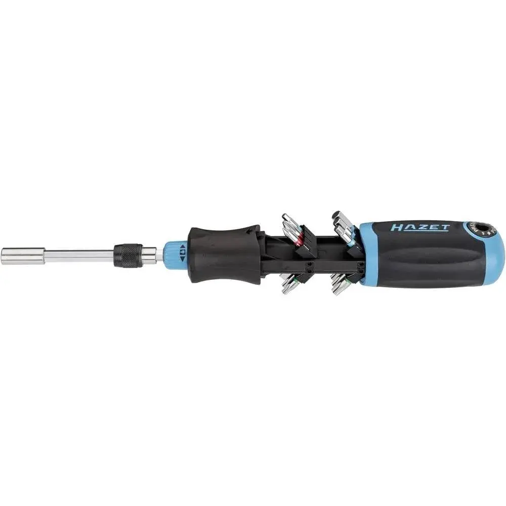 HAZET 810R-4 Bit Ratchet Screwdriver 19.5 cm (7.68 in) | Integrated Bit Magazine With 12 Bits - main product image