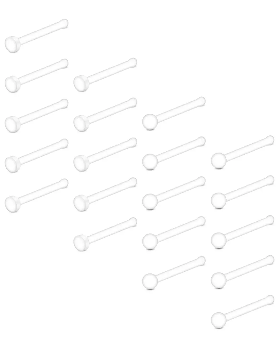 D.Bella Clear Nose Rings Retainer Set 20G (0.8mm) | Invisible Bioflex Studs for Work & MRI - main product image