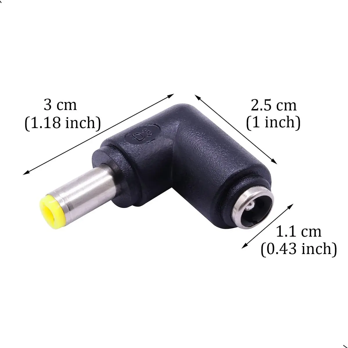 QJZXUEZHEN 2Pcs DC Power Connector Adapter 90° | 5.5mm x 2.5mm Male to 5.5mm x 2.1mm Female, Copper, Yellow - view 2