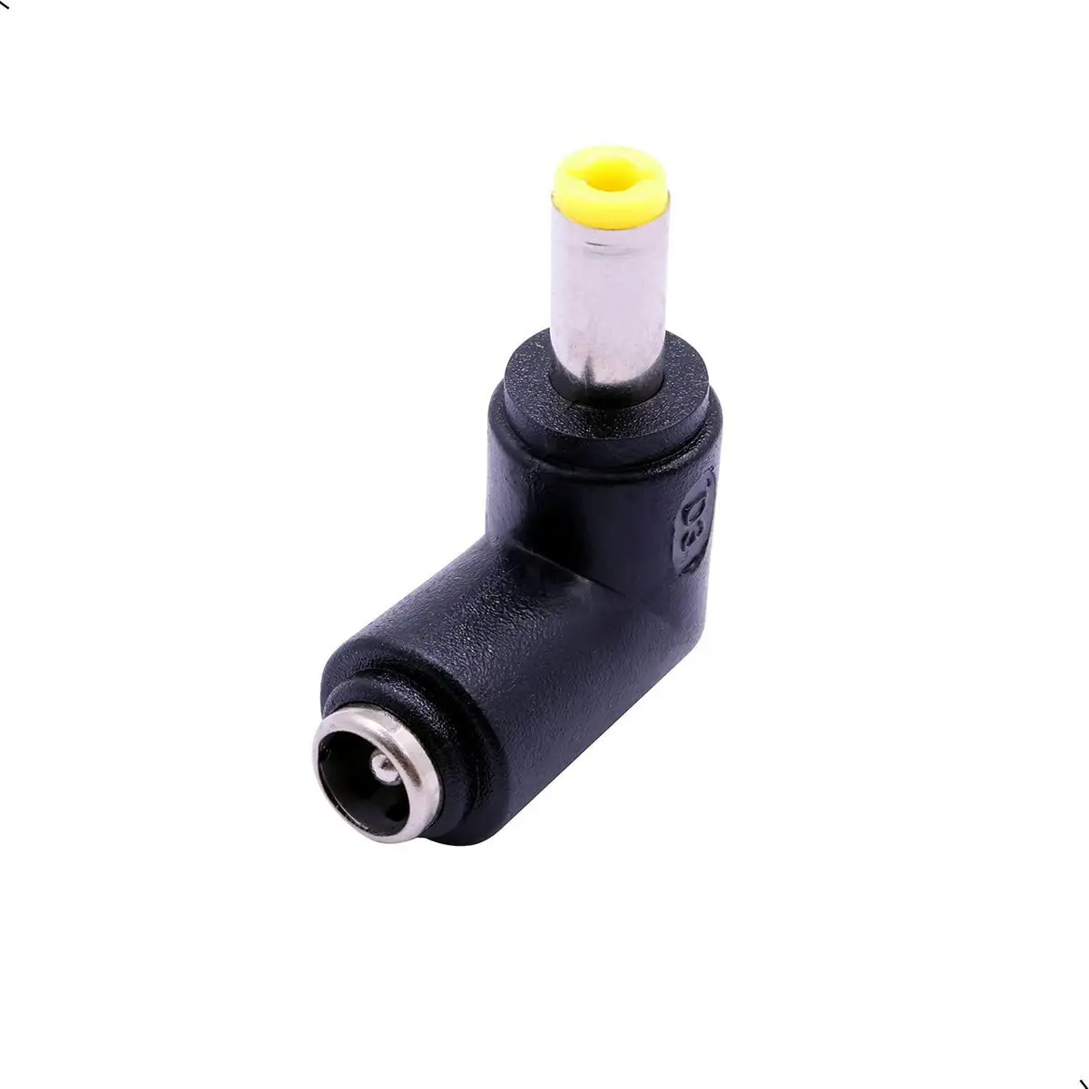 QJZXUEZHEN 2Pcs DC Power Connector Adapter 90° | 5.5mm x 2.5mm Male to 5.5mm x 2.1mm Female, Copper, Yellow - view 4