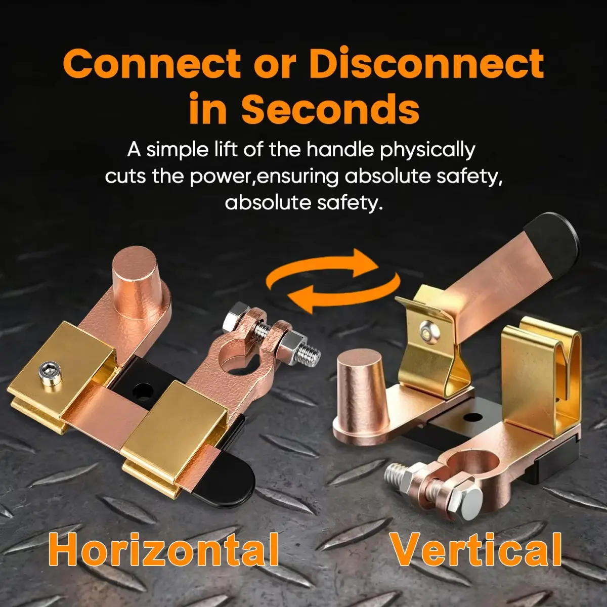 COZYEHOO Top Post Knife Blade Master Switch 12V 24V | Heavy Duty Brass Battery Disconnect - view 3