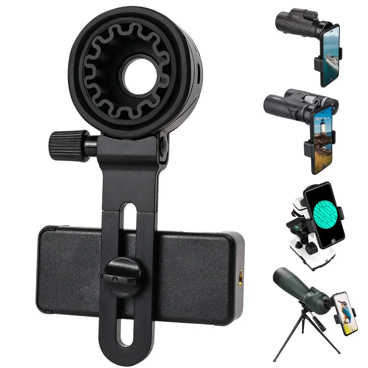 LAKWAR Universal Telescope Phone Adapter | Fits Eyepieces 28-49mm & Phones 65-105mm - main product image