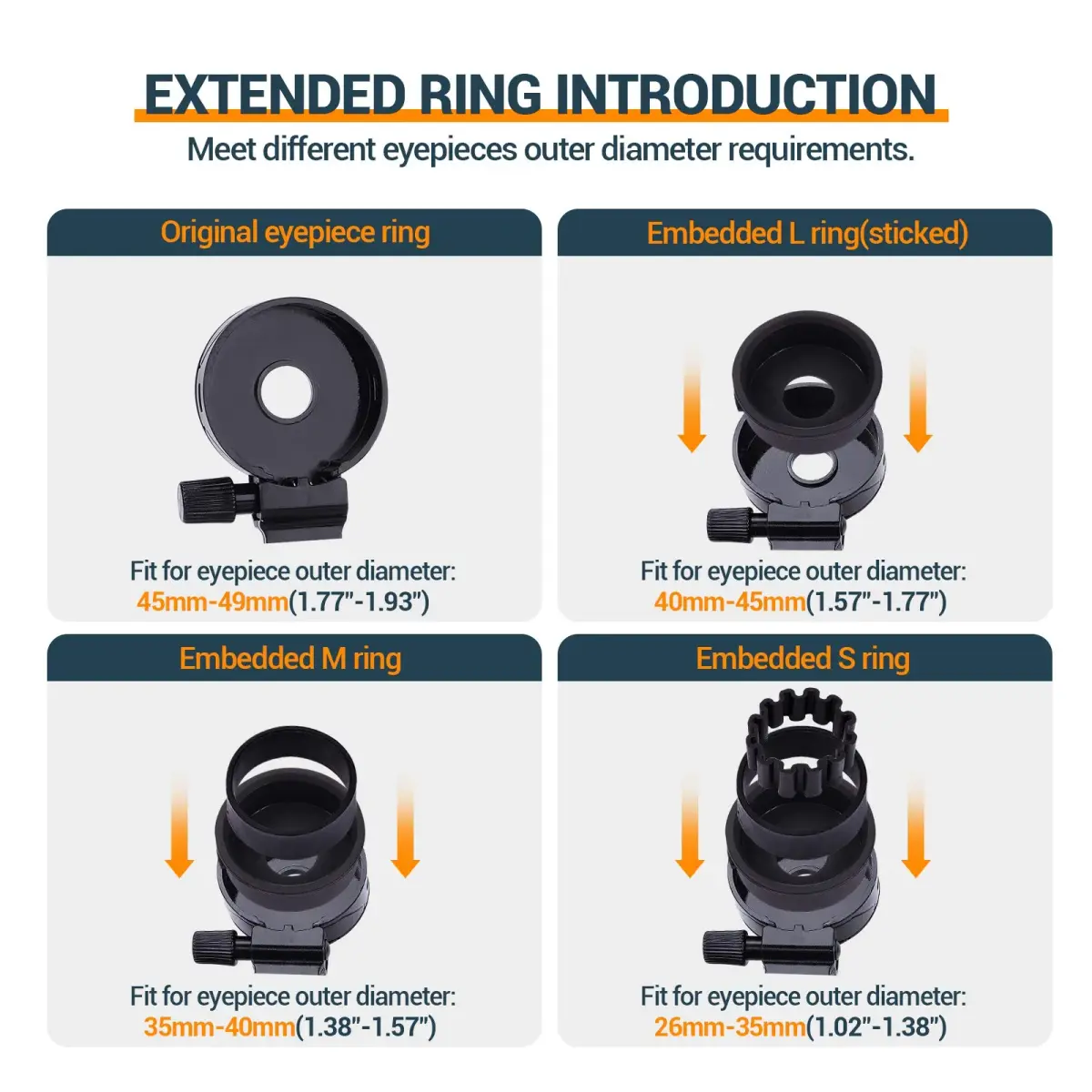 LAKWAR Universal Telescope Phone Adapter | Fits Eyepieces 28-49mm & Phones 65-105mm - view 3