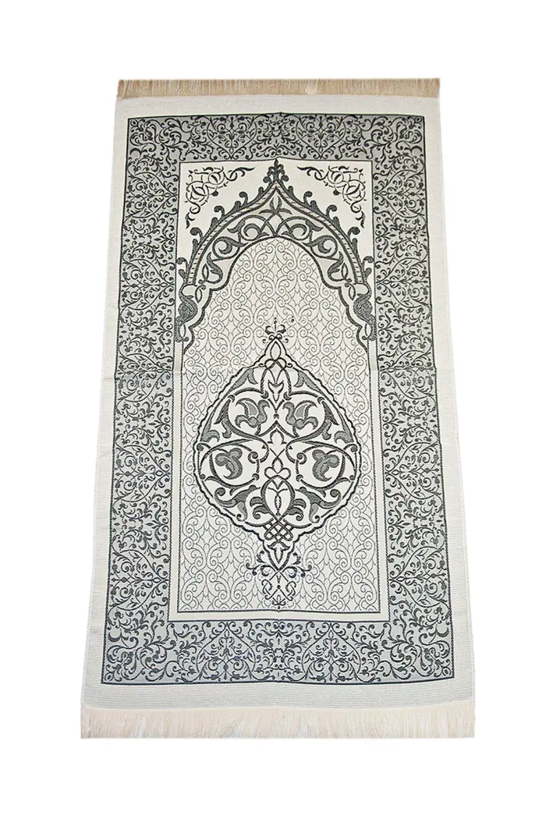 ihvan online Black/Mod3 Prayer Rug with Beads - 117cm x 71cm | Soft Taffeta Islamic Janamaz - view 2
