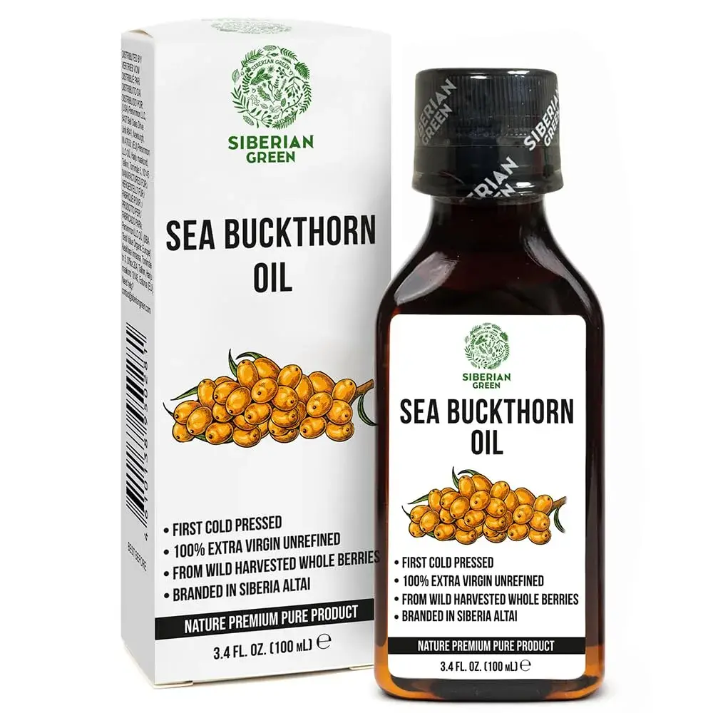 Siberian Green Natural Sea Buckthorn Oil 100ml (3.4 fl oz) | Food Grade Oil for Skin, Hair & Diet - main product image