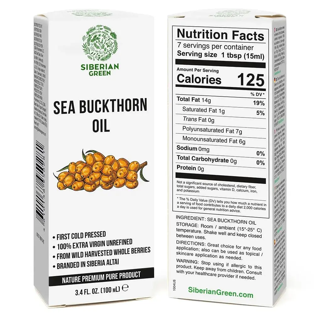 Siberian Green Natural Sea Buckthorn Oil 100ml (3.4 fl oz) | Food Grade Oil for Skin, Hair & Diet - view 5