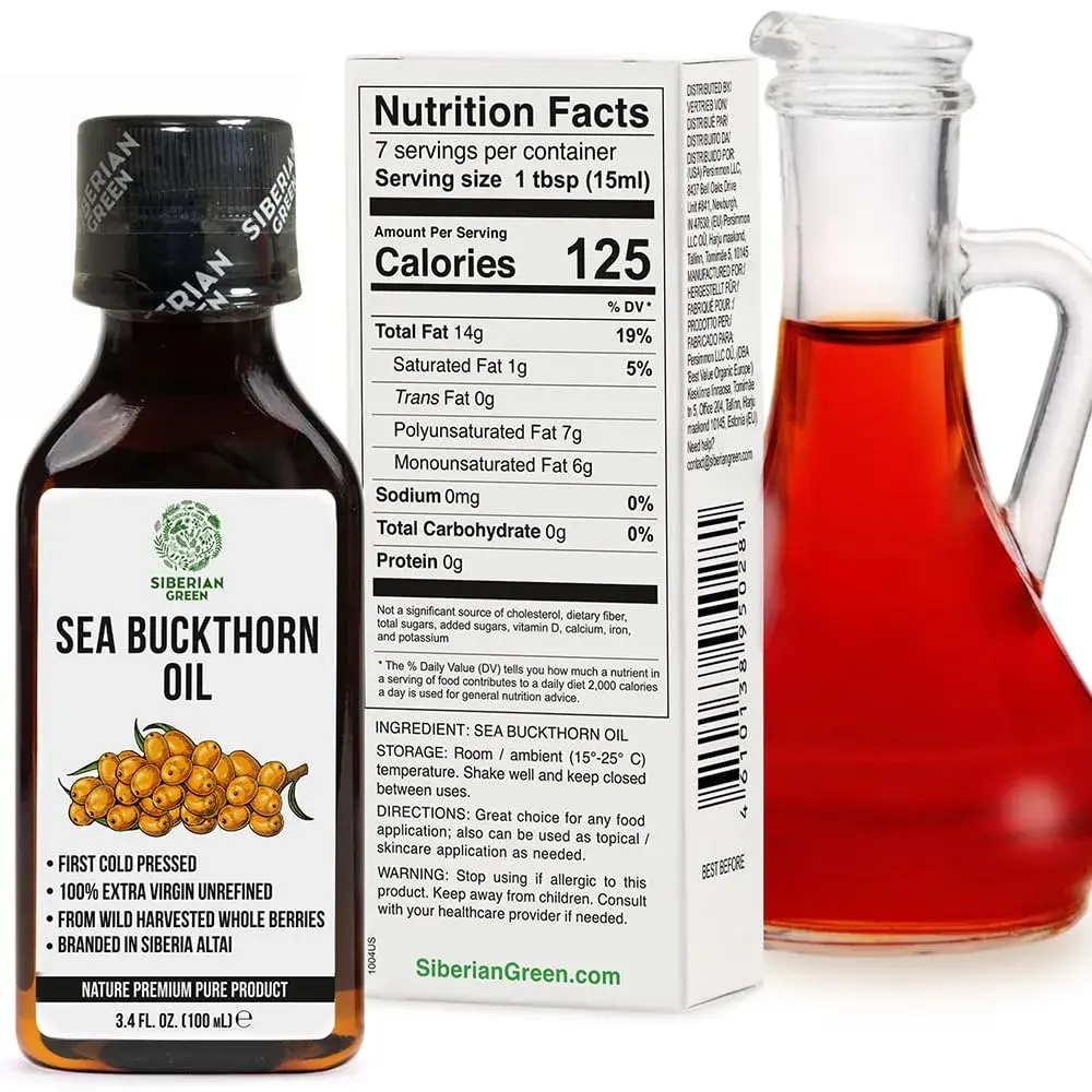 Siberian Green Natural Sea Buckthorn Oil 100ml (3.4 fl oz) | Food Grade Oil for Skin, Hair & Diet - view 4