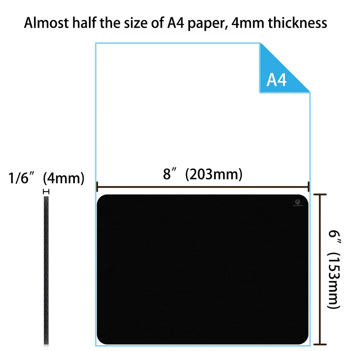 Audimi Small Mouse Pad 6 x 8 Inch, Mini Mouse Pad Thick for Laptop Wireless Mouse Home Office Travel, Portable & Washable (Black) | Smooth-Gliding Cloth Surface - view 2