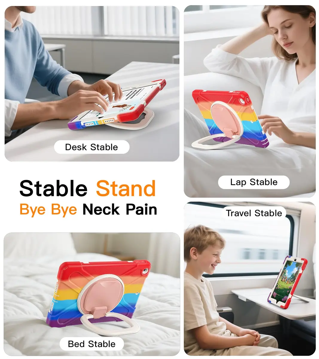 BATYUE Shockproof Case for iPad 9th/ 8th/ 7th Gen (10.2 inch) | 3-Layer Armor & 360° Stand, Kid-Friendly, Detachable Strap - view 5