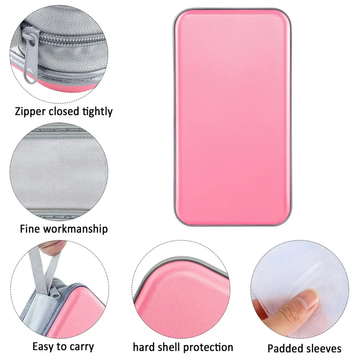 Siveit 80 Capacity CD/DVD Case Holder - Light Pink Hard Plastic with Zipper - view 2