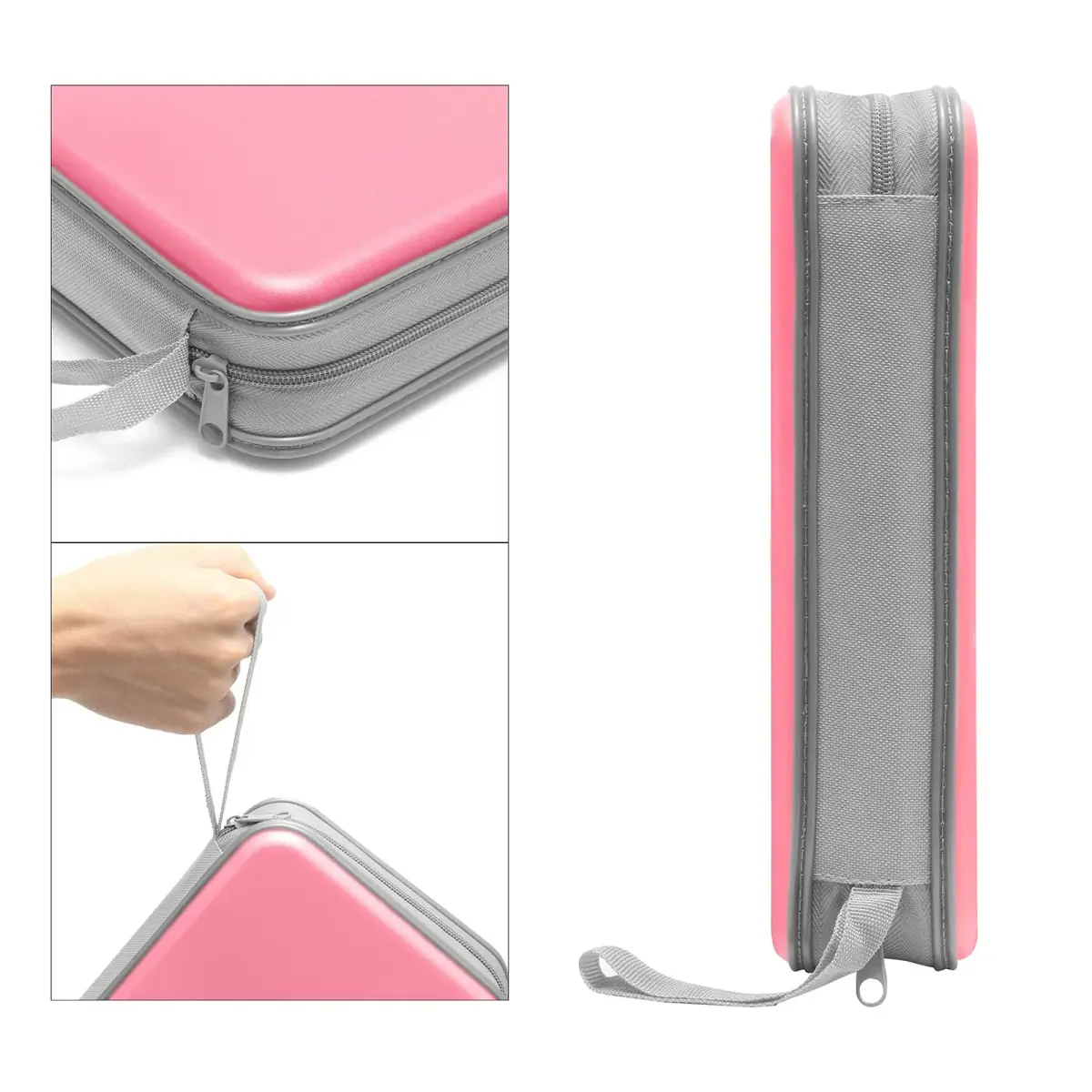 Siveit 80 Capacity CD/DVD Case Holder - Light Pink Hard Plastic with Zipper - view 3