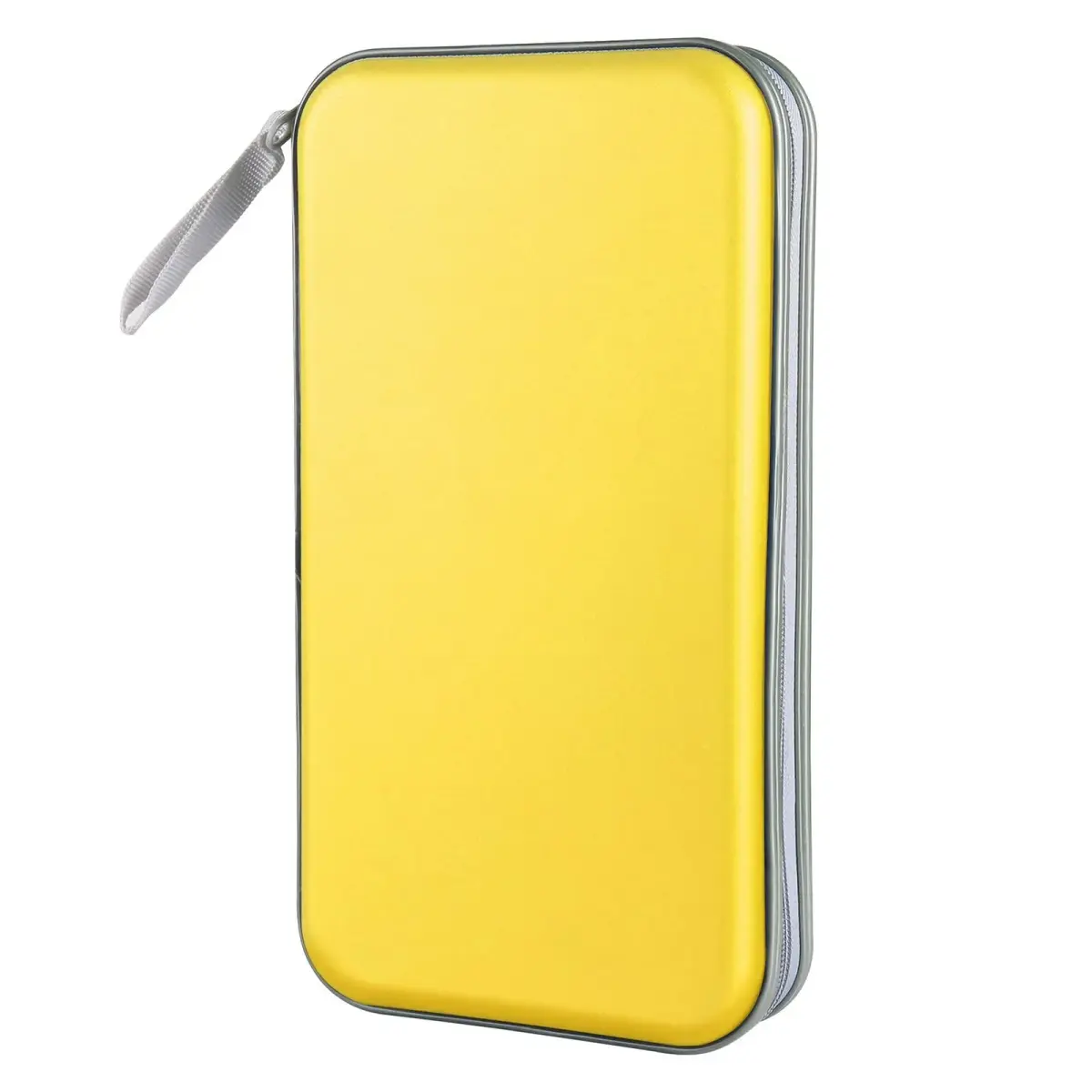 Siveit 80 Capacity Yellow CD Case Holder | Hard Plastic DVD Wallet with Zipper - main product image