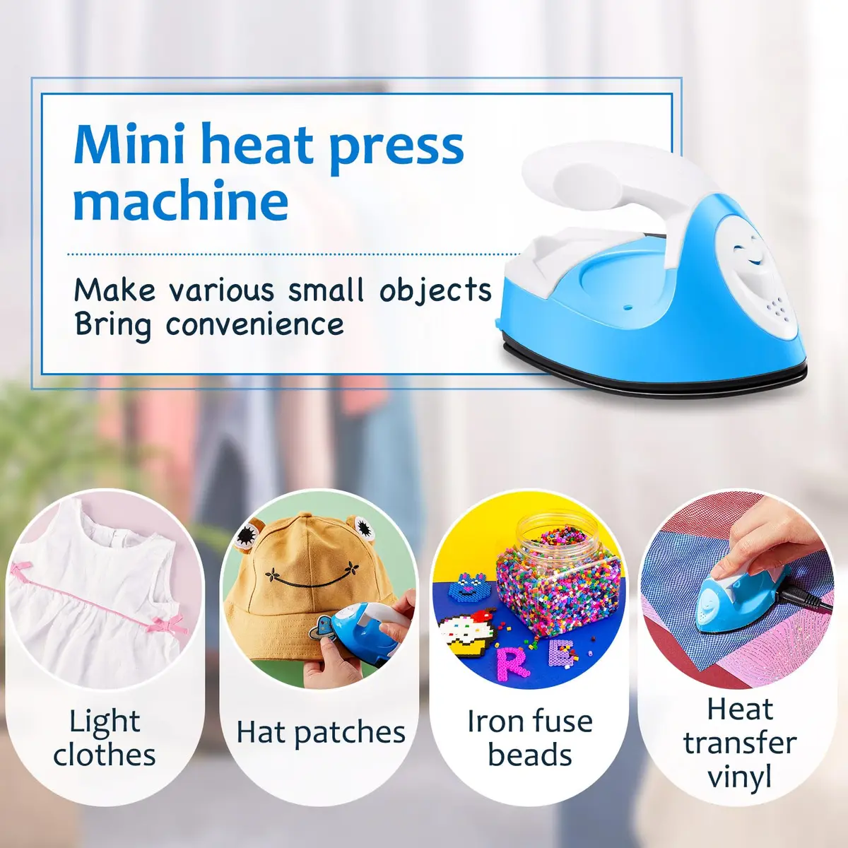 Honoson Mini Craft Iron with Charging Base Tiny,Blue | Portable DIY Heat Press for Small Projects - view 3