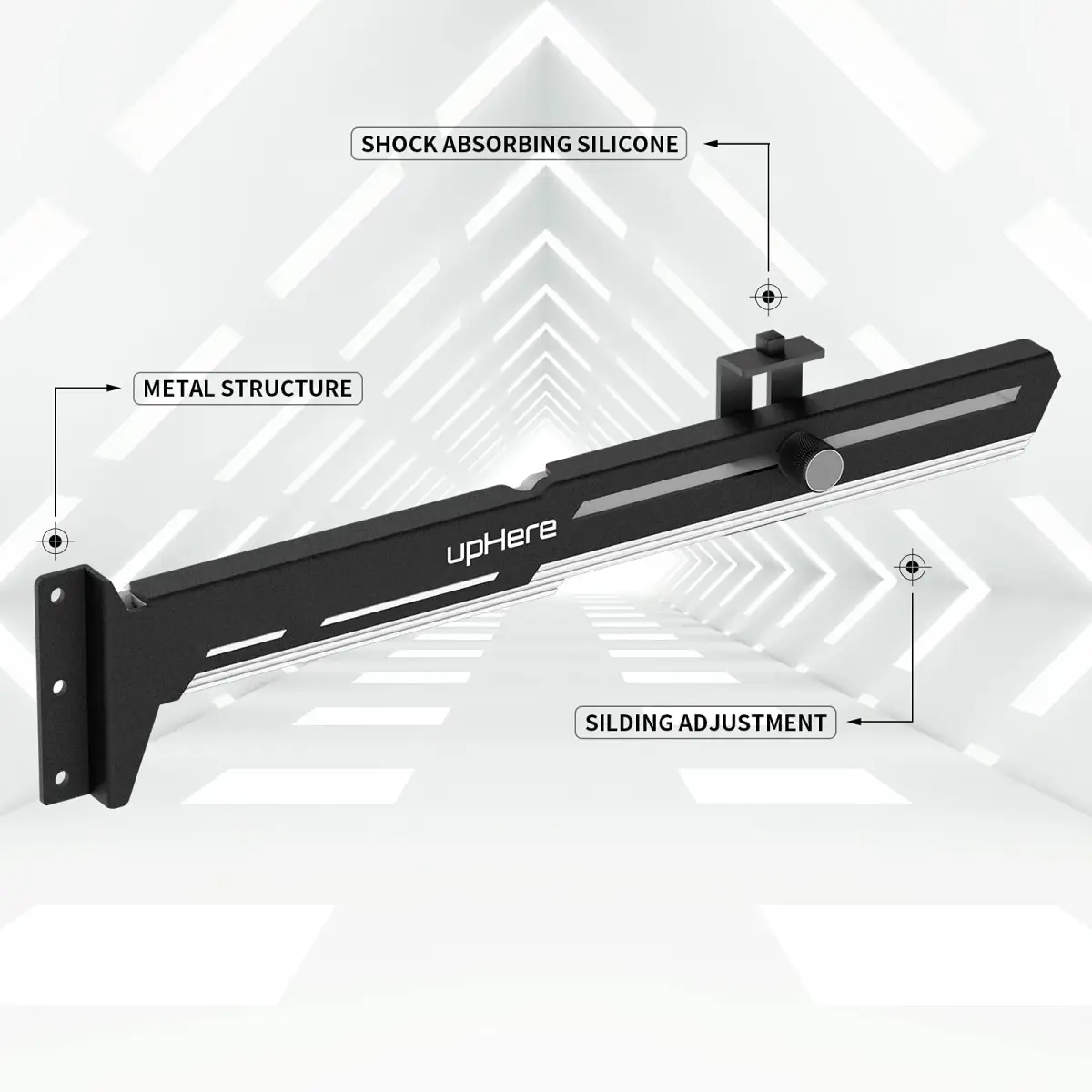 upHere G27654 Graphics Card GPU Brace Support Bracket, Adjustable Length & Height, White & Black - view 2