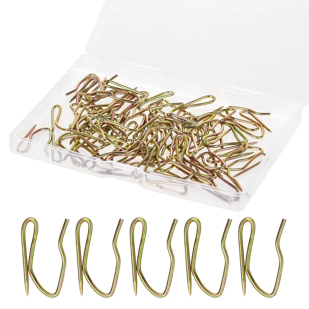 Nydotd 58PCS Rustproof Metal Curtain Hooks with Storage Box | Vintage Bronze Pin-On Hooks (1.6cm Width) - main product image